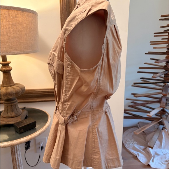 Women's Tan Button Down Shirt - Picture 2 of 4